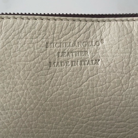 Michaelangelo Crossbody Handbag Soft Leather 2 Tone Cream Purse Made In Italy - Picture 3 of 12